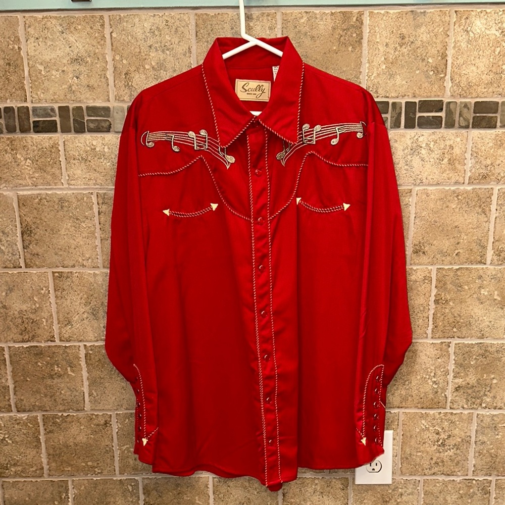 Vintage Western Dress Shirt With Music Notes L